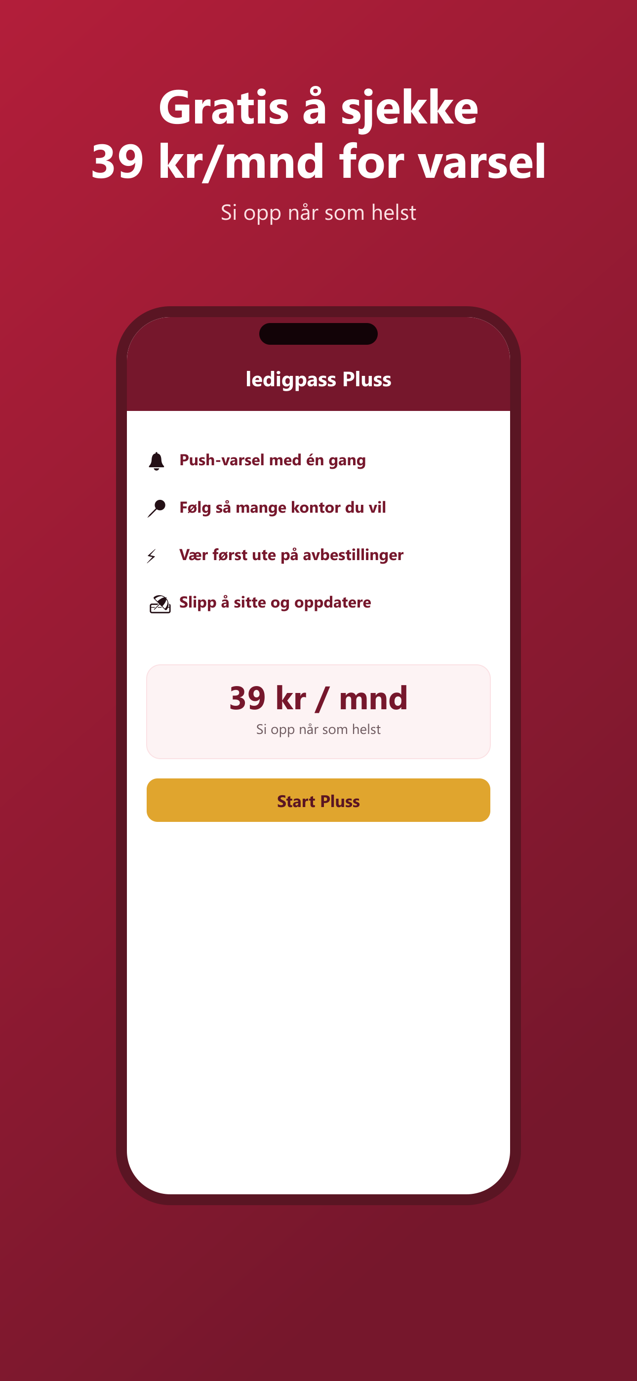 Gratis å sjekke – 39 kr/mnd for varsel